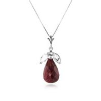 Ruby and White Topaz Snowdrop Pendant Necklace 9.3ctw in 9ct White Gold