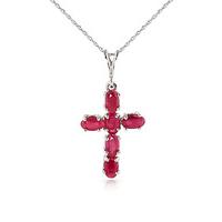 Ruby Rio Cross Pendant Necklace 1.5ctw in 9ct White Gold