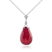 Ruby Droplet Briolette Pendant Necklace 8.0ct in 9ct White Gold