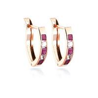 Ruby and White Topaz Acute Huggie Earrings 1.26ctw in 9ct Rose Gold