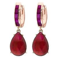 Ruby Droplet Huggie Earrings 1.3ctw in 9ct Rose Gold