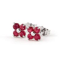 Ruby Clover Stud Earrings 1.15ctw in 9ct White Gold