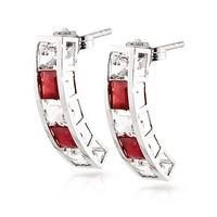 ruby and white topaz channel set stud earrings 47ctw in 9ct white gold