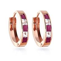 ruby and white topaz huggie earrings 126ctw in 9ct rose gold