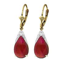 Ruby Snowcap Drop Earrings 10.0ctw in 9ct Gold