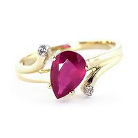 Ruby and Diamond Flank Ring 1.5ct in 9ct Gold