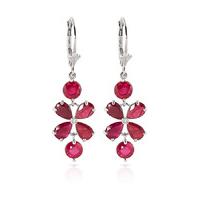 Ruby Blossom Drop Earrings 5.32ctw in 9ct White Gold