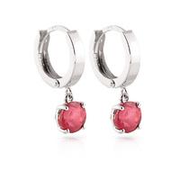 Ruby Huggie Drop Earrings 2.5ctw in 9ct White Gold