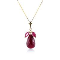 Ruby Snowdrop Briolette Pendant Necklace 9.3ctw in 9ct Gold