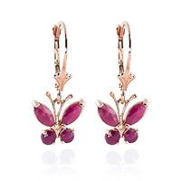 Ruby Butterfly Drop Earrings 1.24ctw in 9ct Rose Gold