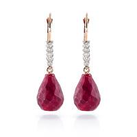 ruby and diamond stem drop earrings 88ctw in 9ct rose gold