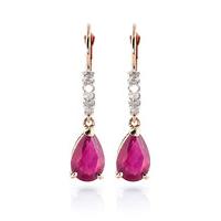 Ruby and Diamond Belle Drop Earrings 3.0ctw in 9ct Rose Gold