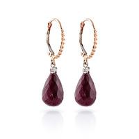 Ruby and Diamond Stem Drop Earrings 17.6ctw in 9ct Rose Gold