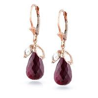 ruby and white topaz snowdrop earrings 186ctw in 9ct rose gold