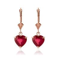 Ruby Heart Drop Earrings 2.9ctw in 9ct Rose Gold