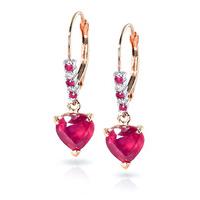 Ruby and Diamond Drop Earrings 2.8ctw in 9ct Rose Gold