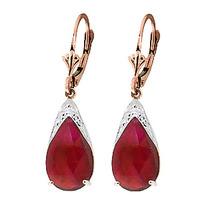 Ruby Snowcap Drop Earrings 10.0ctw in 9ct Rose Gold