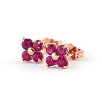 Ruby Clover Stud Earrings 1.15ctw in 9ct Rose Gold