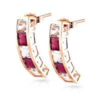 Ruby and White Topaz Channel Set Stud Earrings 4.7ctw in 9ct Rose Gold