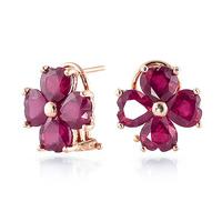 Ruby Flower Heart Stud Earrings 7.2ctw in 9ct Rose Gold