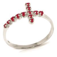 Ruby Cross Ring 0.3ct in 9ct White Gold