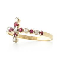 Ruby and Diamond Cross Ring 0.15ctw in 9ct Gold