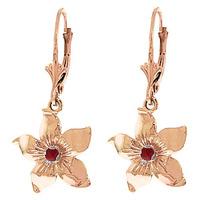 Ruby Flower Star Drop Earrings 0.2ctw in 9ct Rose Gold