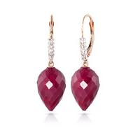 Ruby and Diamond Drop Earrings 26.1ctw in 9ct Rose Gold