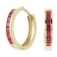 Ruby Huggie Earrings 1.85ct in 9ct Gold