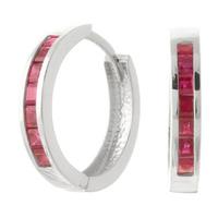 Ruby Huggie Earrings 1.85ct in 9ct White Gold