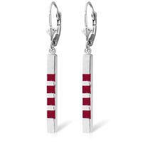 Ruby Bar Drop Earrings 0.7ctw in 9ct White Gold