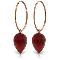 Ruby Briolette Hoop Earrings 26.1ctw in 9ct Rose Gold