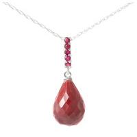 Ruby Briolette Pendant Necklace 9.0ctw in 9ct White Gold