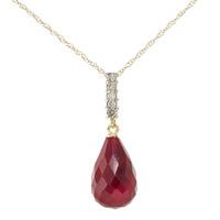 Ruby and Diamond Pendant Necklace 8.8ct in 9ct Gold