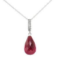 Ruby and Diamond Pendant Necklace 8.8ct in 9ct White Gold