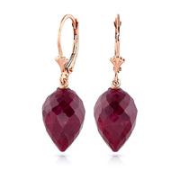 Ruby Briolette Drop Earrings 26.1ctw in 9ct Rose Gold