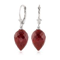 Ruby Briolette Drop Earrings 26.1ctw in 9ct White Gold