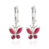 Ruby Butterfly Drop Earrings 1.24ctw in 9ct White Gold