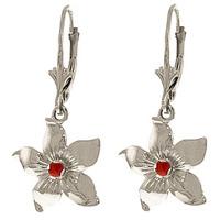 Ruby Flower Star Drop Earrings 0.2ctw in 9ct White Gold