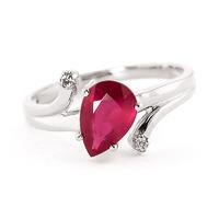 Ruby and Diamond Flank Ring 1.5ct in 9ct White Gold