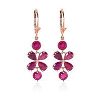 Ruby Blossom Drop Earrings 5.32ctw in 9ct Rose Gold