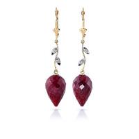 Ruby and Diamond Drop Earrings 26.1ctw in 9ct Gold