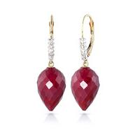 Ruby and Diamond Drop Earrings 26.1ctw in 9ct Gold