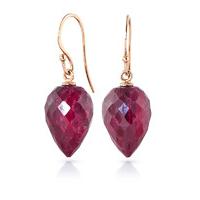 Ruby Briolette Drop Earrings 26.1ctw in 9ct Rose Gold