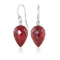 ruby briolette drop earrings 261ctw in 9ct white gold