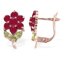 ruby and peridot flower petal stud earrings 212ctw in 9ct rose gold