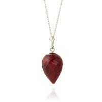 Ruby Briolette Pendant Necklace 13.0ct in 9ct White Gold