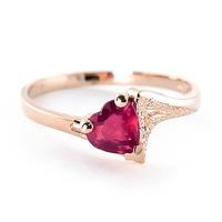 ruby devotion heart ring 10ct in 9ct rose gold