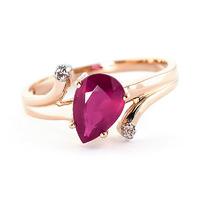 Ruby and Diamond Flank Ring 1.5ct in 9ct Rose Gold