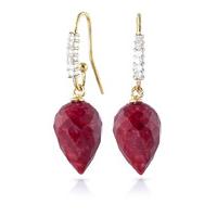 Ruby and Diamond Drop Earrings 26.1ctw in 9ct Gold